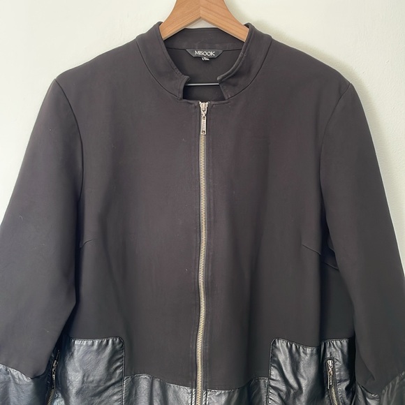 Misook | Faux Leather Knit Mock Neck Longline Minimalist Jacket Blazer Size XL - Picture 2 of 11